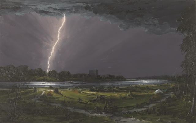 Sven Kroner, Am Rhein 2, 2010, Acryl auf Leinwand, 170 x 270 cm