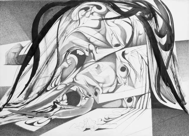 Karl Kunz, Illustration zu Dantes Inferno, 33. Gesang, Blatt 58, 1956, Tusche auf Papier, 36 x 51 cm