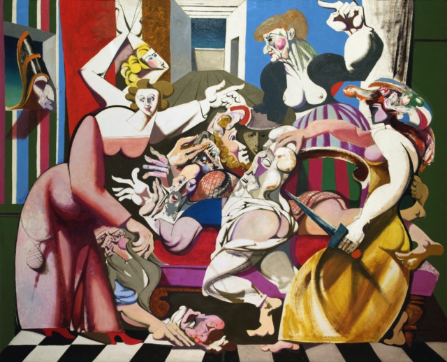 Karl Kunz, Die lustigen Weiber, 1961, Öl auf Hartfaser, 130 x 160 cm