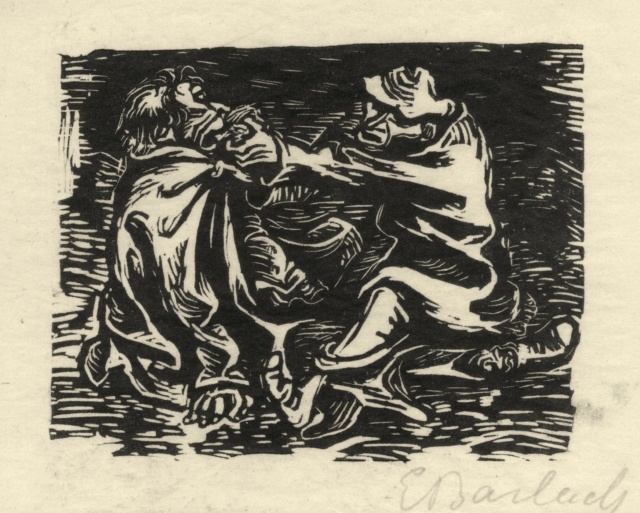Ernst Barlach, Friß, friß, Vater Kummer, 1922, Holzschnitt auf Japan, 107 x 134 mm,