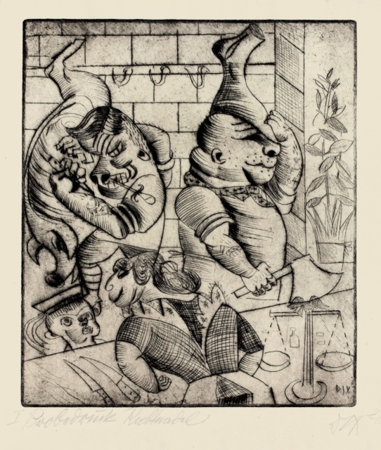 Otto Dix, Fleischerladen, 1920, Radierung, 295 x 258 mm,