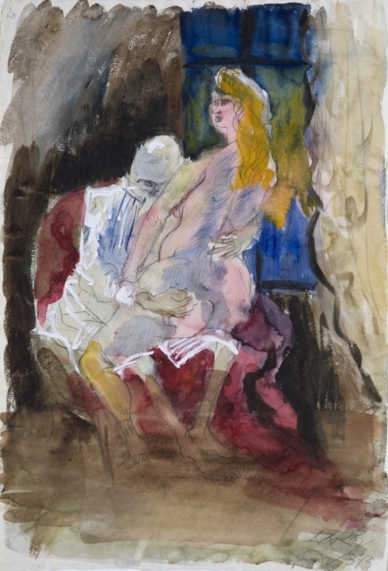Otto Dix, Studie II. (Ungleiches Liebespaar), 1925, Aquarell und Gouache über Bleistift, 509 x 352 mm,