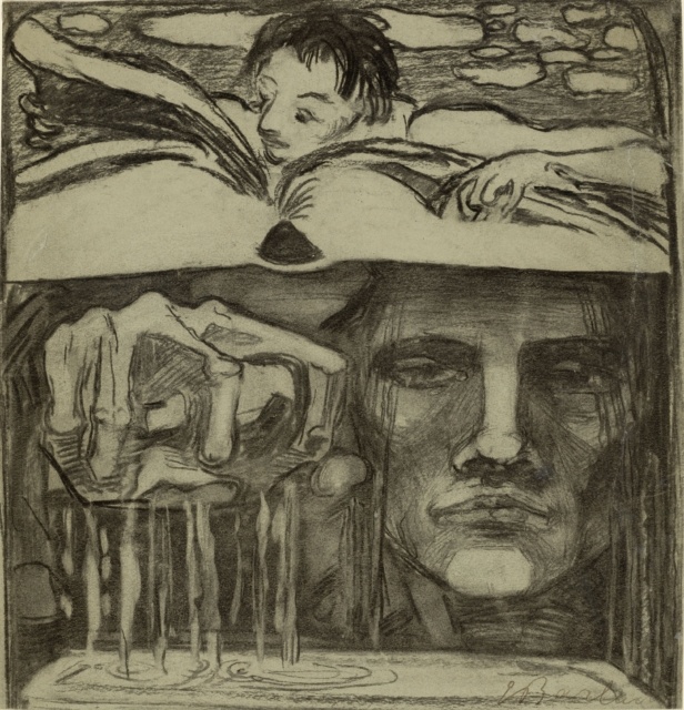 Ernst Barlach, Symbol der Erkenntnis, um 1905, Kohle auf Zeichenpapier, 252 x 242 mm,