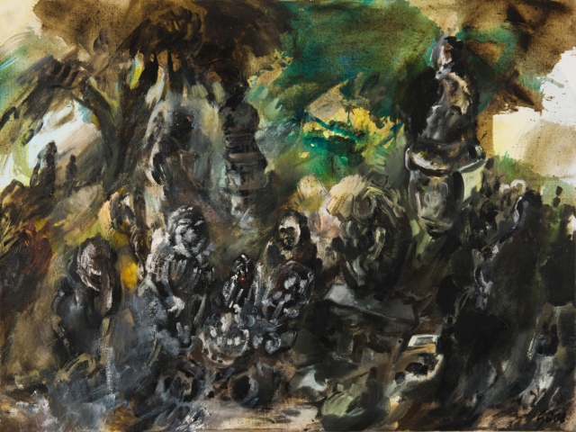 Anja Güthoff, Versunkenes, 2008, Mischtechnik auf Leinwand, 80 x 60 cm,