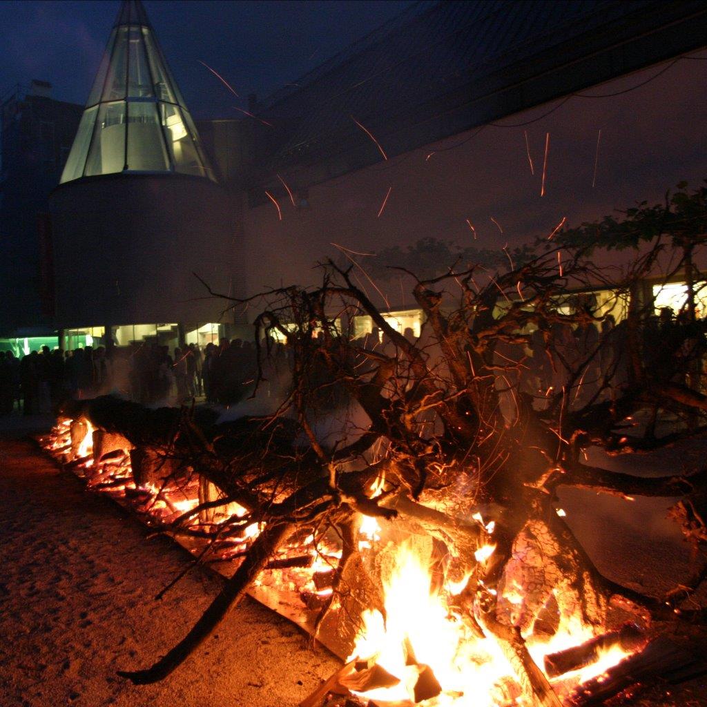 Kunstaktion zur Vernissage der Ausstellung "Feuer in der Gegenwartskunst", Dele Müller, 2008