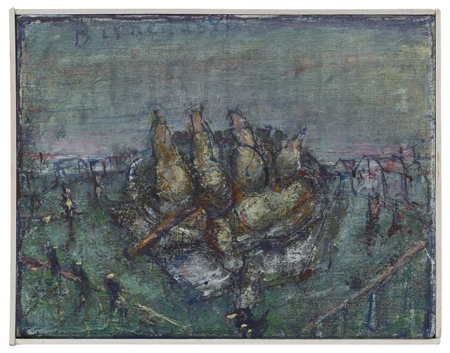 Rudi Tröger, Ohne Titel, um 2010, Tempera auf Leinwand, 27,3 x 35,5 cm,