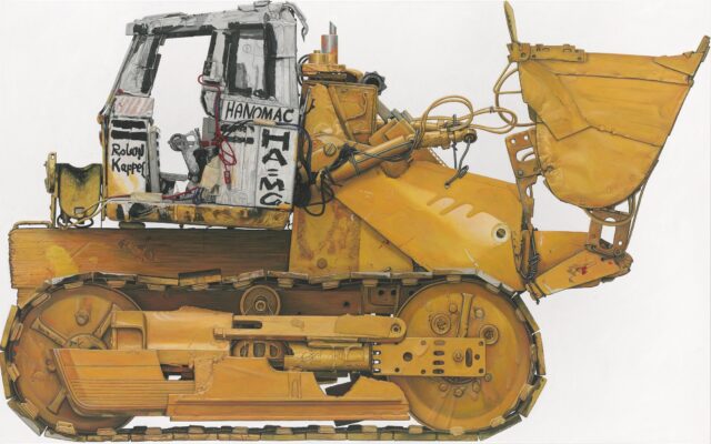 René Wirths, Bagger (Hanomag), 2010, Öl auf Leinwand, 180 x 290 cm,