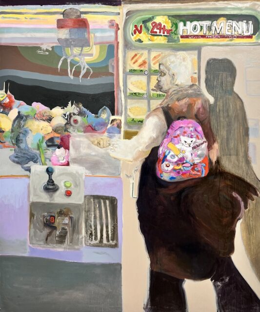 Aelita le Quément, N 24h HOT MENU, 2023, Öl und Farbverdünner auf Leinwand, 190 x 160 cm,